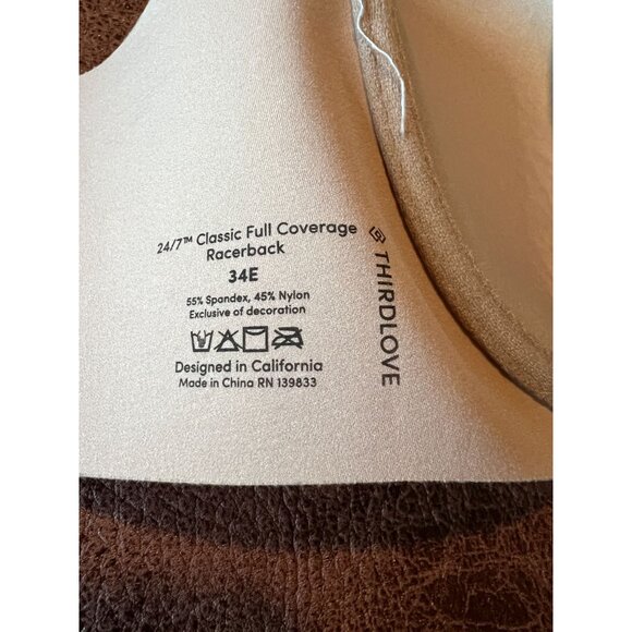 ThirdLove 24/7 Classic Full Coverage Racerback Underwire lightly padded Bra 34E - Picture 2 of 5
